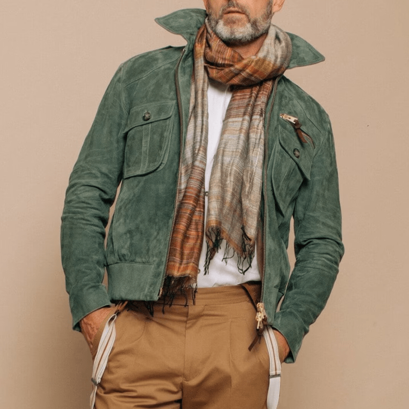 Lael | Retro suede jacket with lapels and breast pocket