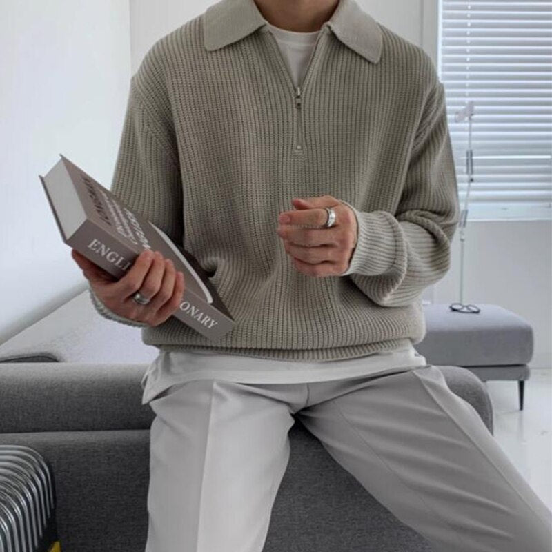 Alfie® | Premium luxury men's sweater with V-neck and zip