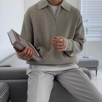 Alfie® | Premium luxury men's sweater with V-neck and zip