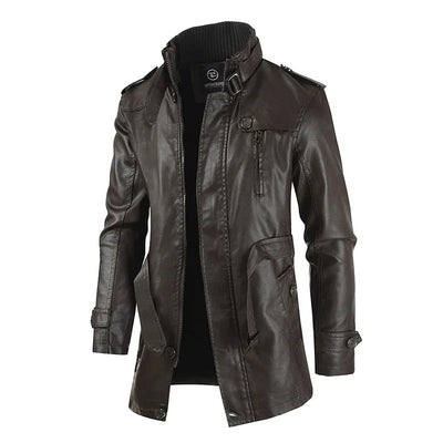 Myles | Elegant Long Leather Biker Jacket