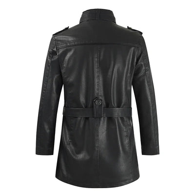 Pierce | Stylish long leather biker jacket