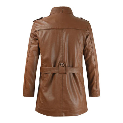 Pierce | Stylish long leather biker jacket
