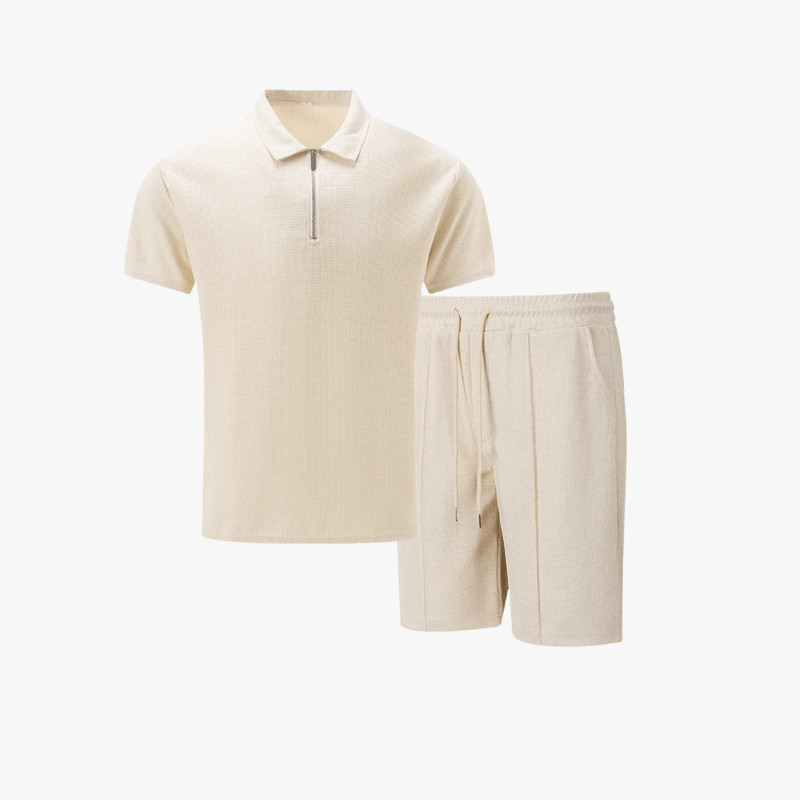 Erick | Men Soft Waffle Knit Summer Co-ord – Lightweight Matching Polo Shirt & Shorts