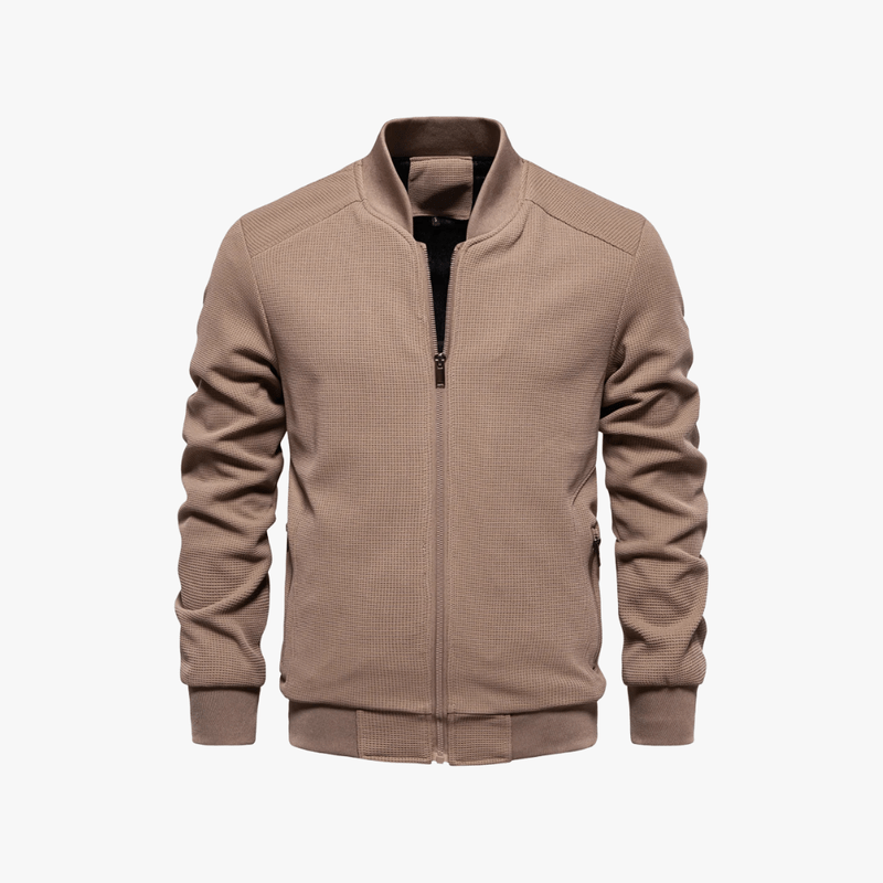 Eusebius | Men Waffle Bomber Jacket – Lightweight & Breathable - Textured Knit