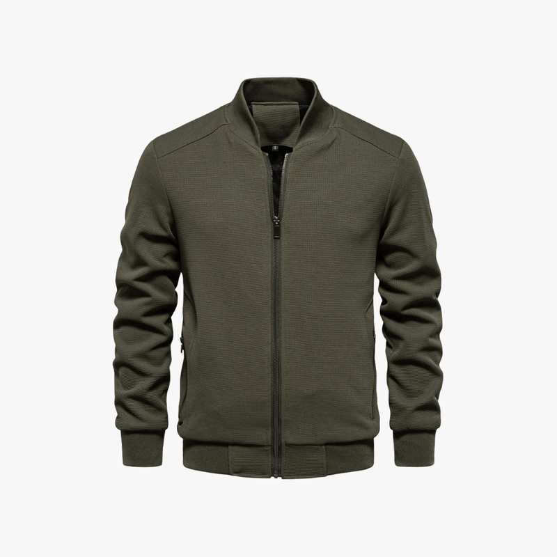 Eusebius | Men Waffle Bomber Jacket – Lightweight & Breathable - Textured Knit