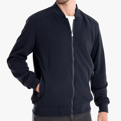 Eusebius | Men Waffle Bomber Jacket – Lightweight & Breathable - Textured Knit