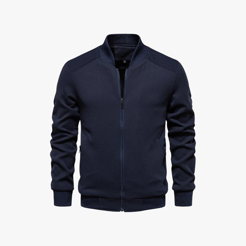 Eusebius | Men Waffle Bomber Jacket – Lightweight & Breathable - Textured Knit