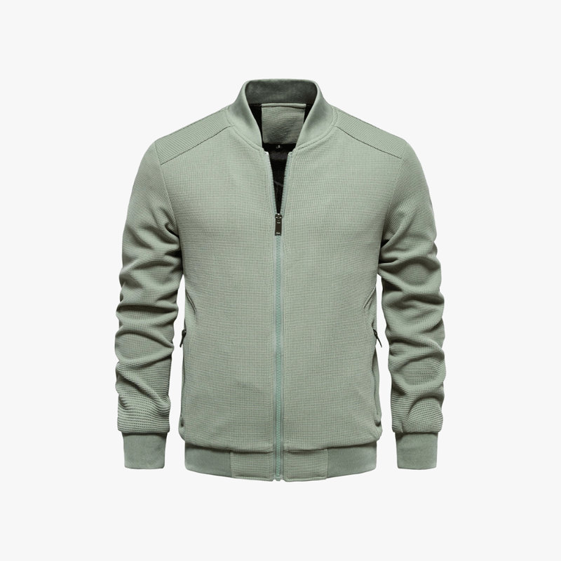 Eusebius | Men Waffle Bomber Jacket – Lightweight & Breathable - Textured Knit