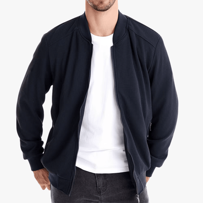 Eusebius | Men Waffle Bomber Jacket – Lightweight & Breathable - Textured Knit
