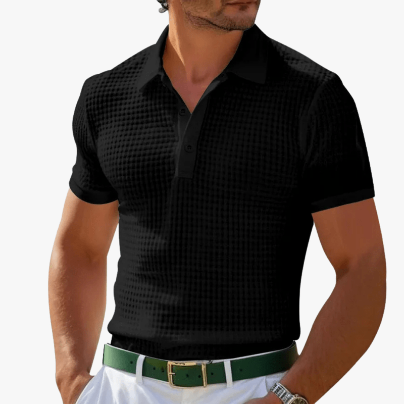 Evaristo | Men Waffle Knit Polo – Breathable 4-Season Comfort - Soft & Lightweight