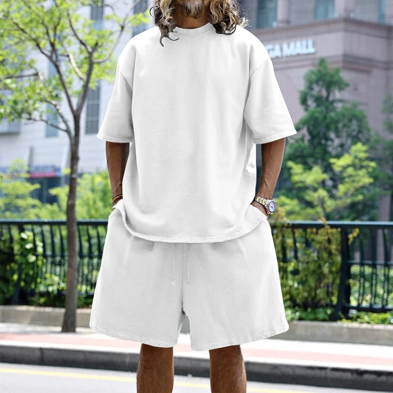Flavius | Men's 100% Cotton Co-Ord Set – Oversized T-Shirt & Shorts Lounge Set