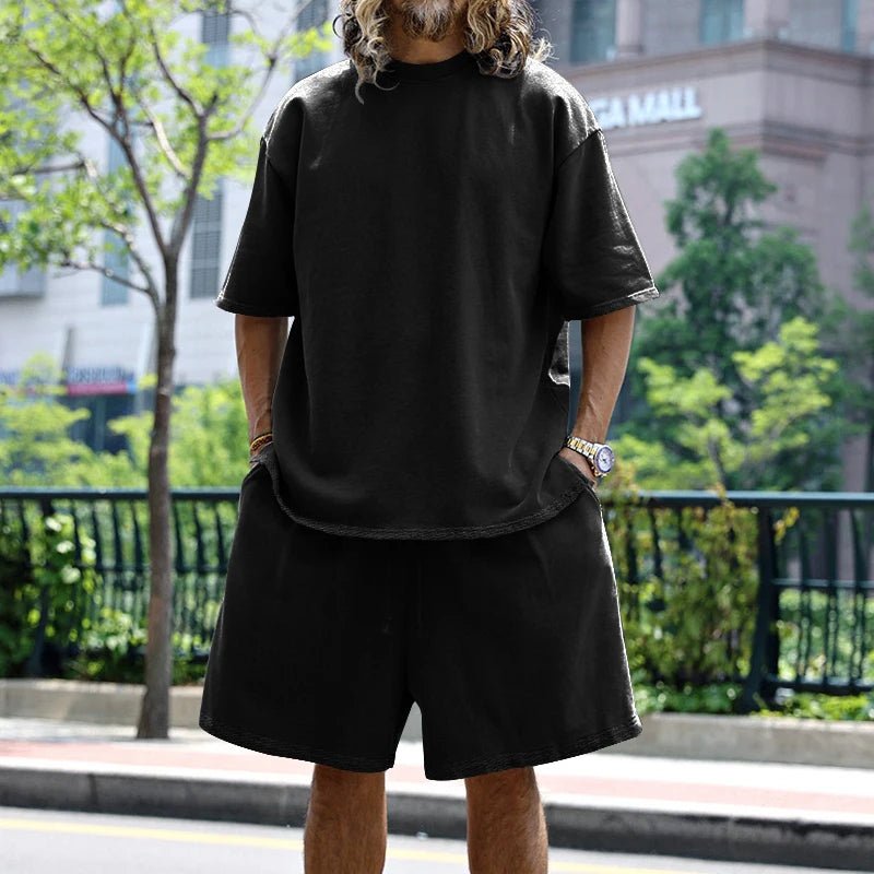 Flavius | Men's 100% Cotton Co-Ord Set – Oversized T-Shirt & Shorts Lounge Set
