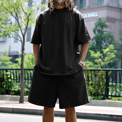 Flavius | Men's 100% Cotton Co-Ord Set – Oversized T-Shirt & Shorts Lounge Set