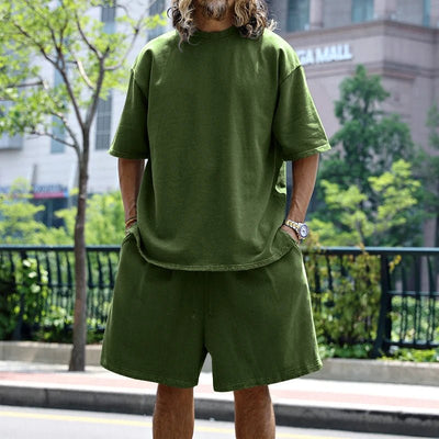 Flavius | Men's 100% Cotton Co-Ord Set – Oversized T-Shirt & Shorts Lounge Set