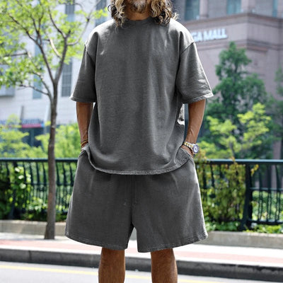 Flavius | Men's 100% Cotton Co-Ord Set – Oversized T-Shirt & Shorts Lounge Set