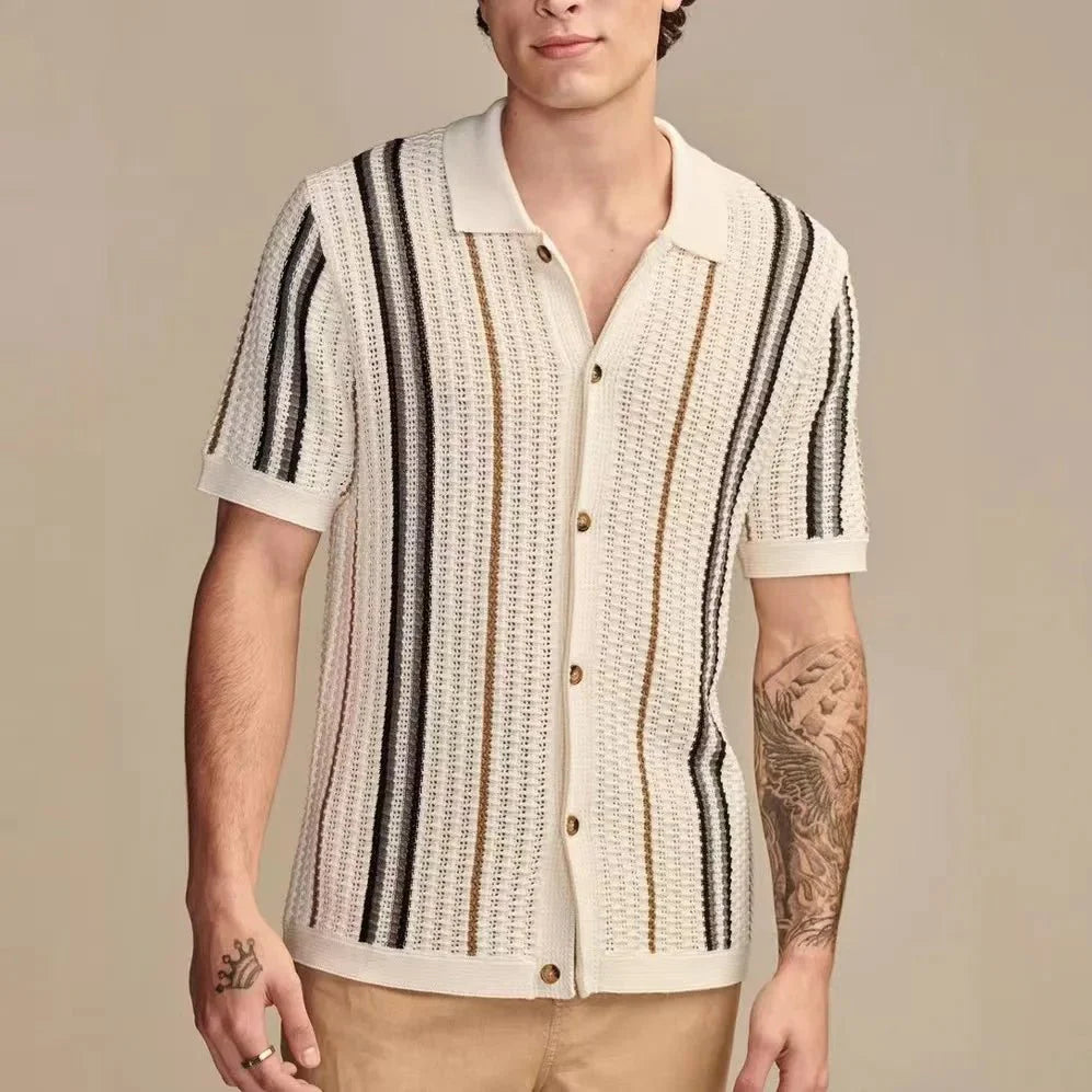 Wenceslao | Men's Knitted Polo Shirt – Retro Summer Button-Up