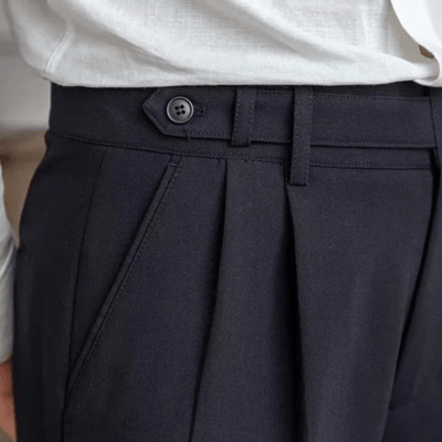 Luz | Men's Pleated Cotton Trousers - High Waist Tailored Fit Pants