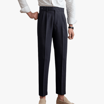 Luz | Men's Pleated Cotton Trousers - High Waist Tailored Fit Pants