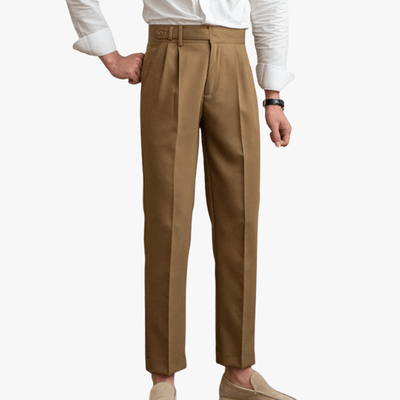Luz | Men's Pleated Cotton Trousers - High Waist Tailored Fit Pants