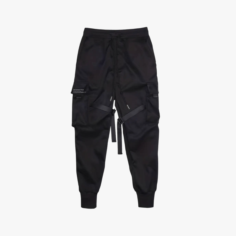 Taddeo | Men's Techwear Jogger Cargo Pants – Black Coated Street Style