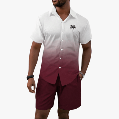 Demian | Men's Two-Piece Summer Outfit – Floral Button Shirt & Drawstring Shorts Set