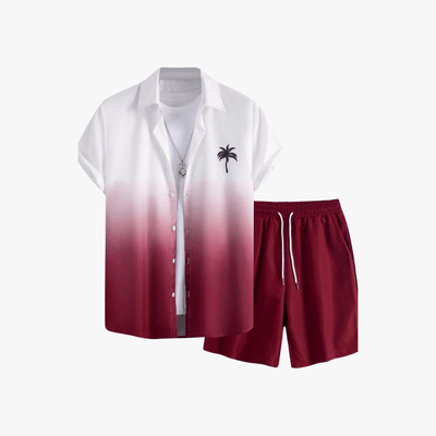 Demian | Men's Two-Piece Summer Outfit – Floral Button Shirt & Drawstring Shorts Set