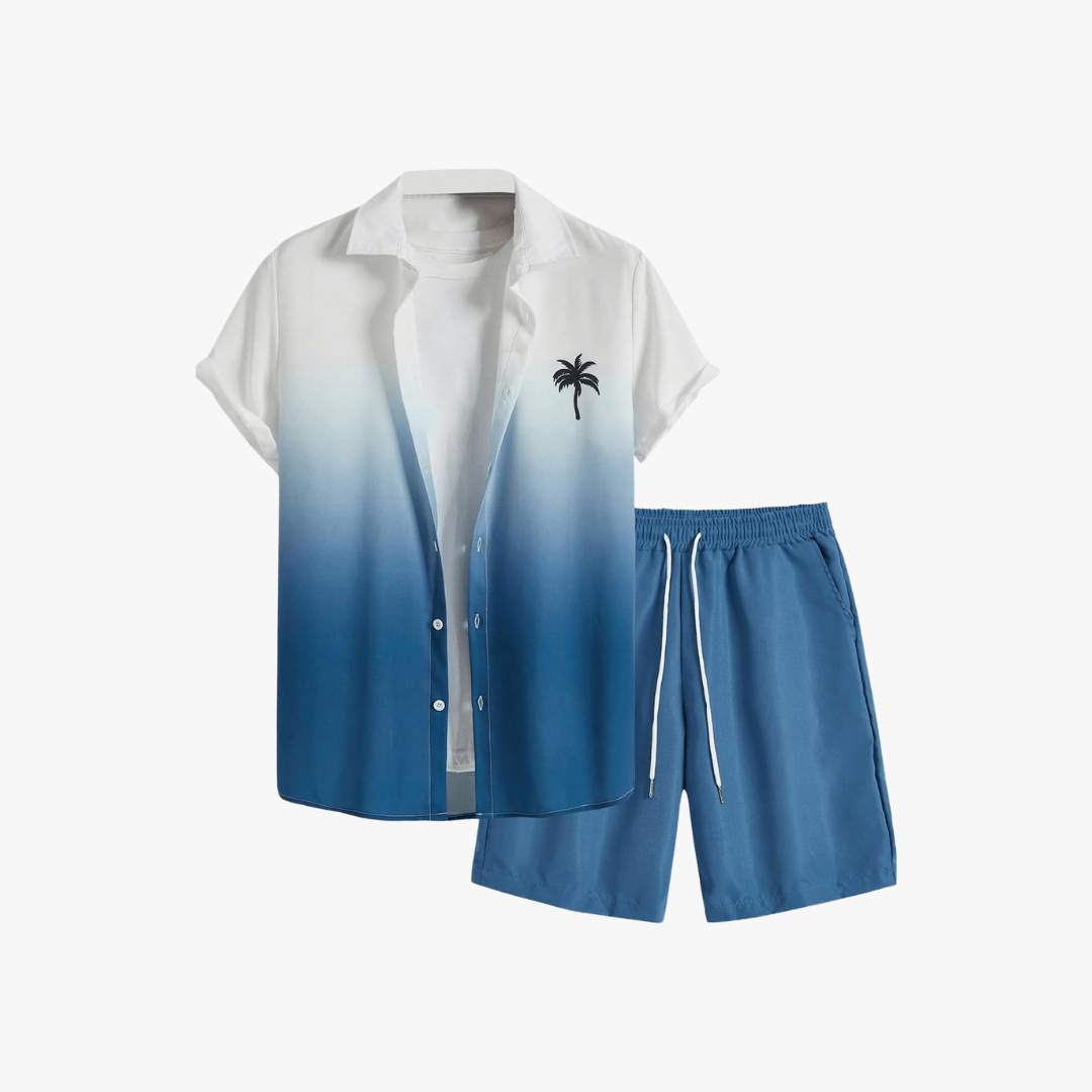 Demian | Men's Two-Piece Summer Outfit – Floral Button Shirt & Drawstring Shorts Set