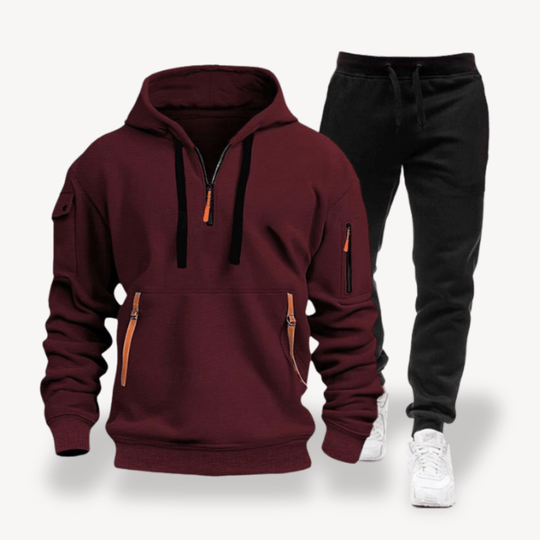 Inocencio® | Men Tracksuits with Half Zip Hoodie