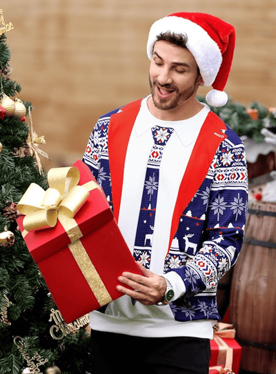 Gerardo® | Men’s 3D Chrisas Jumper With Suit And Tie Design