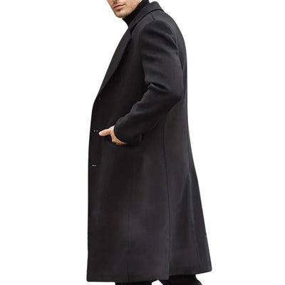 Melchor® | Men’s Black Trench Coat With Flap Pocket