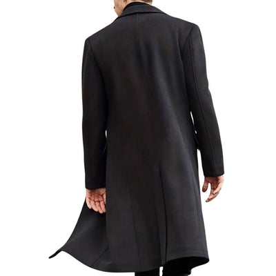 Melchor® | Men’s Black Trench Coat With Flap Pocket