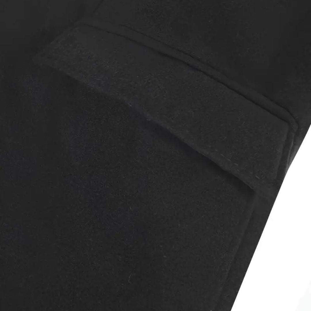 Melchor® | Men’s Black Trench Coat With Flap Pocket