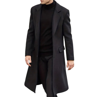 Melchor® | Men’s Black Trench Coat With Flap Pocket