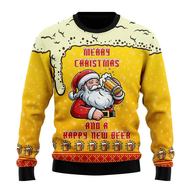 Leoncio® | Men’s Chrisas Jumper With Festive Beer Graphics