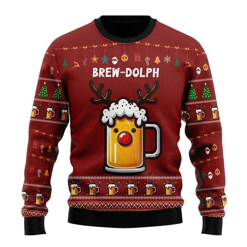 Leoncio® | Men’s Chrisas Jumper With Festive Beer Graphics