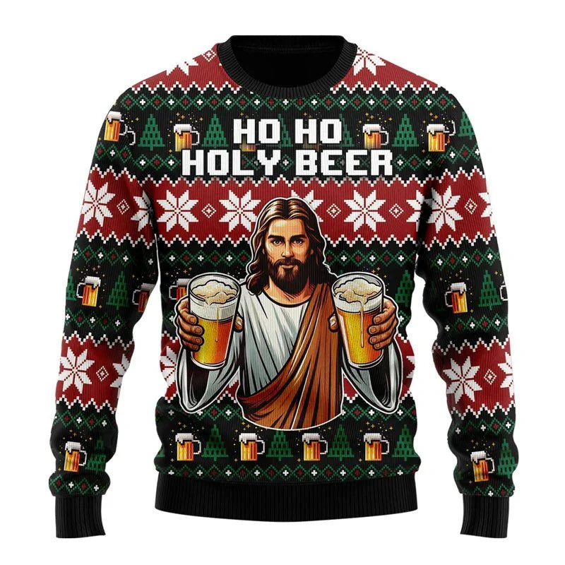 Leoncio® | Men’s Chrisas Jumper With Festive Beer Graphics