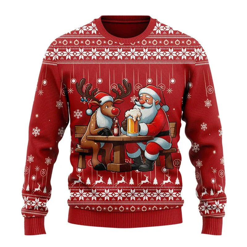 Leoncio® | Men’s Chrisas Jumper With Festive Beer Graphics