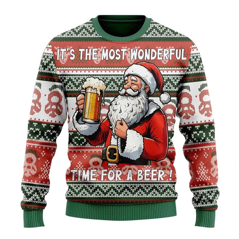 Leoncio® | Men’s Chrisas Jumper With Festive Beer Graphics