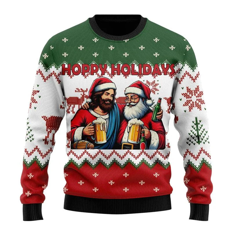 Leoncio® | Men’s Chrisas Jumper With Festive Beer Graphics