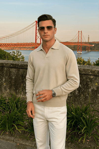 Ramsés® | Men’s Knitted Long Sleeve Polo Shirt – Soft Casual Autumn Sweater