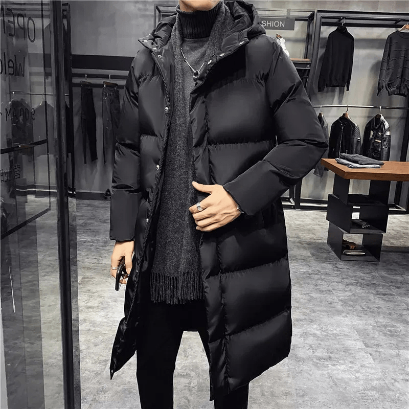 Celedonio® | Men’s Long Puffer Jacket With Stand Collar