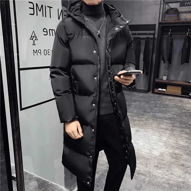 Celedonio® | Men’s Long Puffer Jacket With Stand Collar