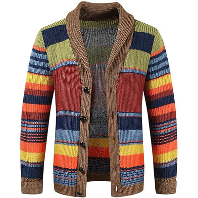 Manolo® | Men’s Multicolour Cardigan With Stripe Pattern