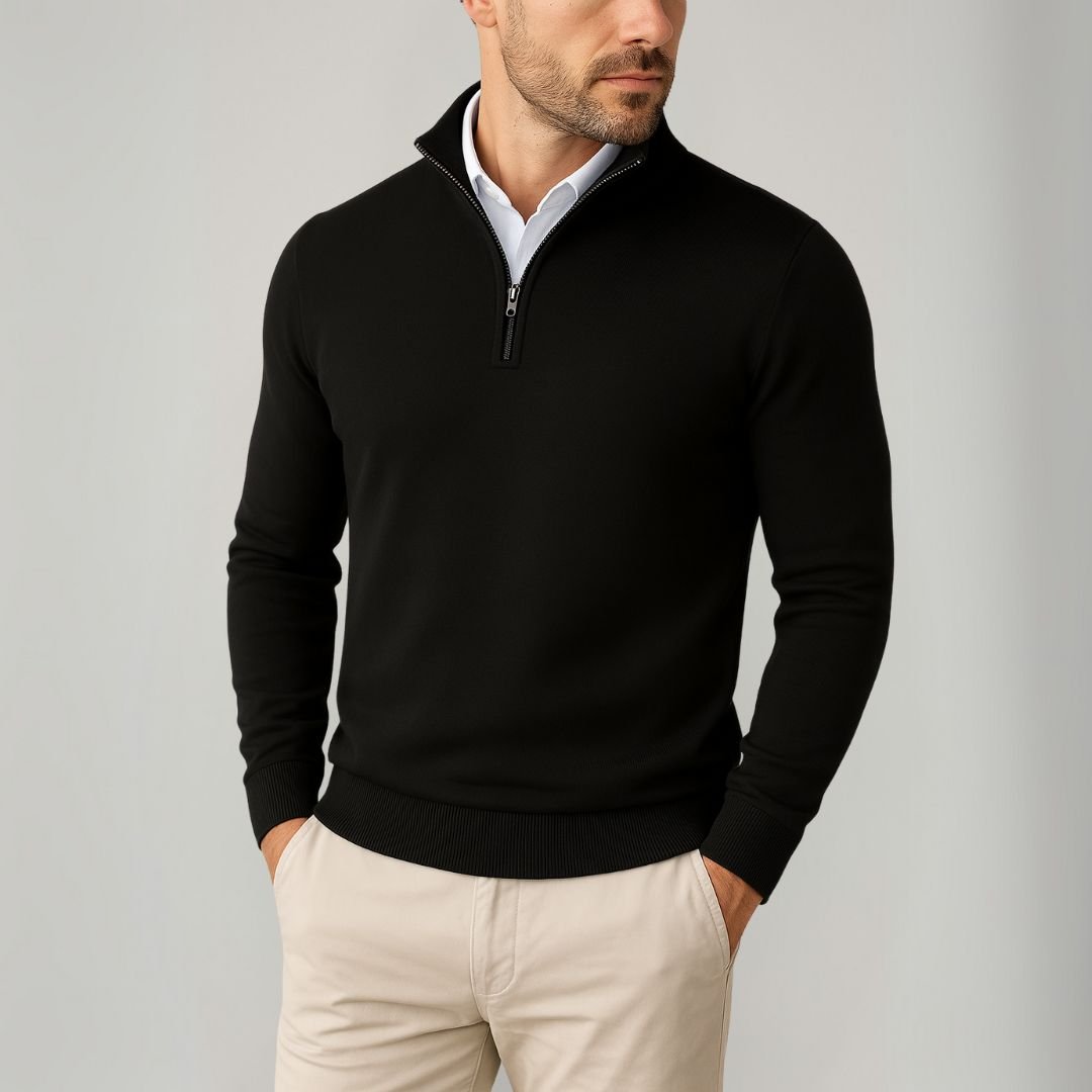 Heliodoro® | Men’s Quarter Zip Jumper With Stand Collar