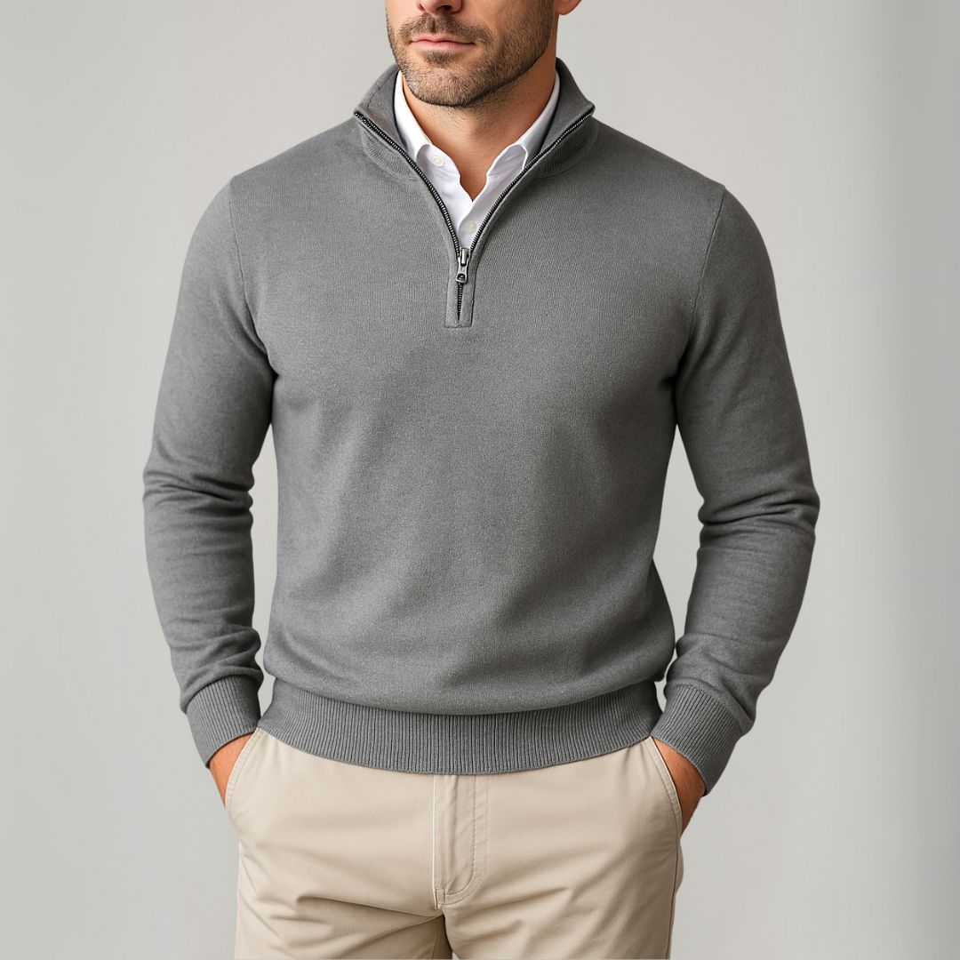Heliodoro® | Men’s Quarter Zip Jumper With Stand Collar