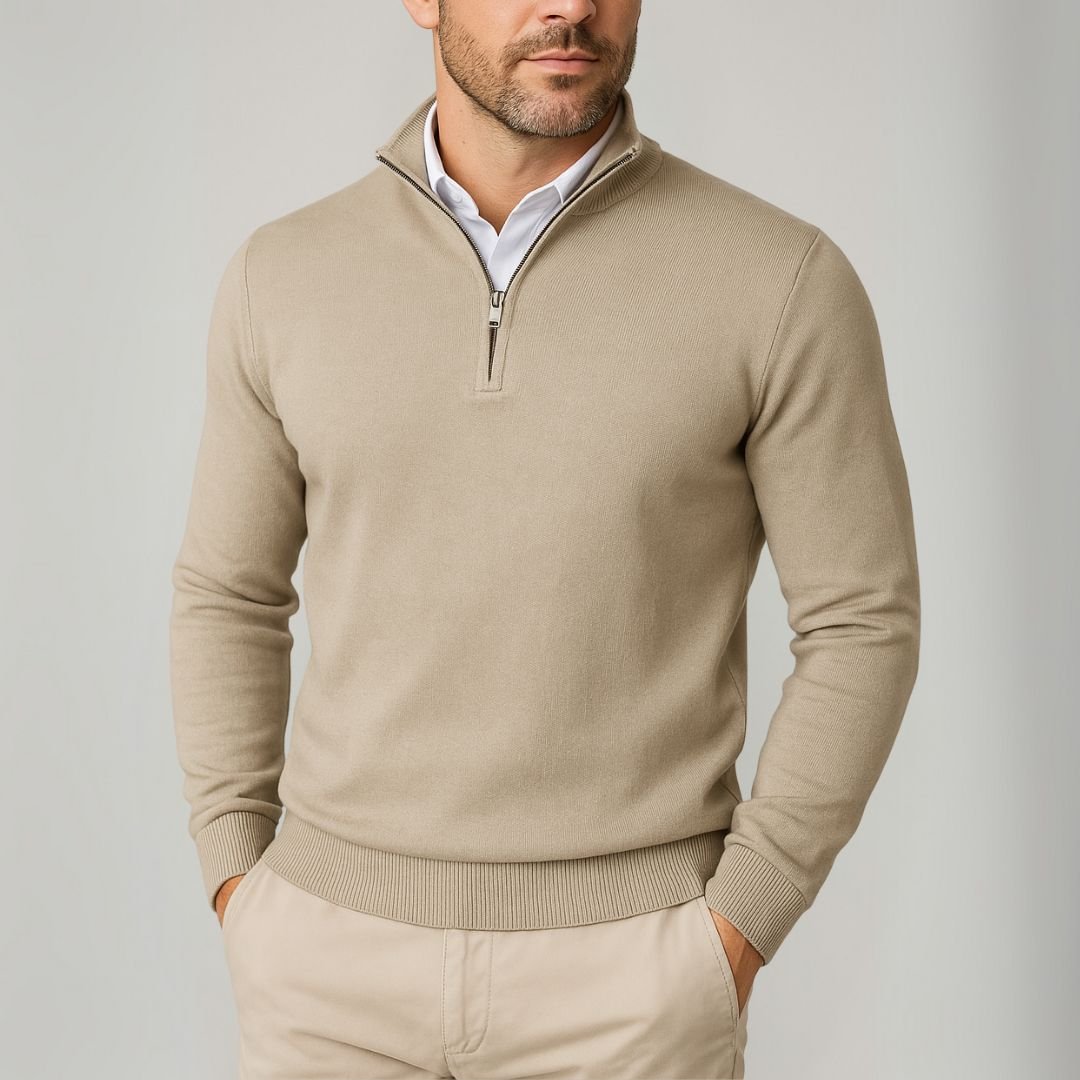 Heliodoro® | Men’s Quarter Zip Jumper With Stand Collar