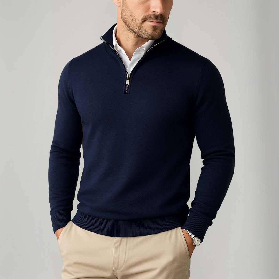 Heliodoro® | Men’s Quarter Zip Jumper With Stand Collar