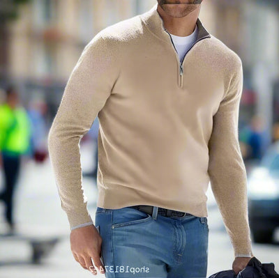 Henoch® | Men’s Quarter Zip Sweater With High Collar