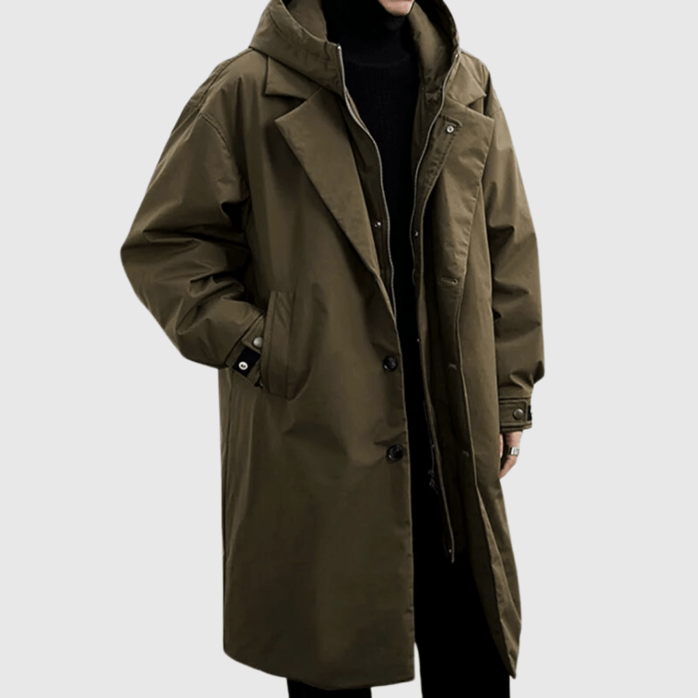 Ian® | Men’s Winter Trench Coat with Faux Fur Lining