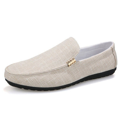 Zeus® | Beige light weight canvas loafers